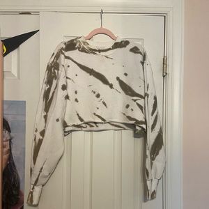 White and brown tie dye sweater womens